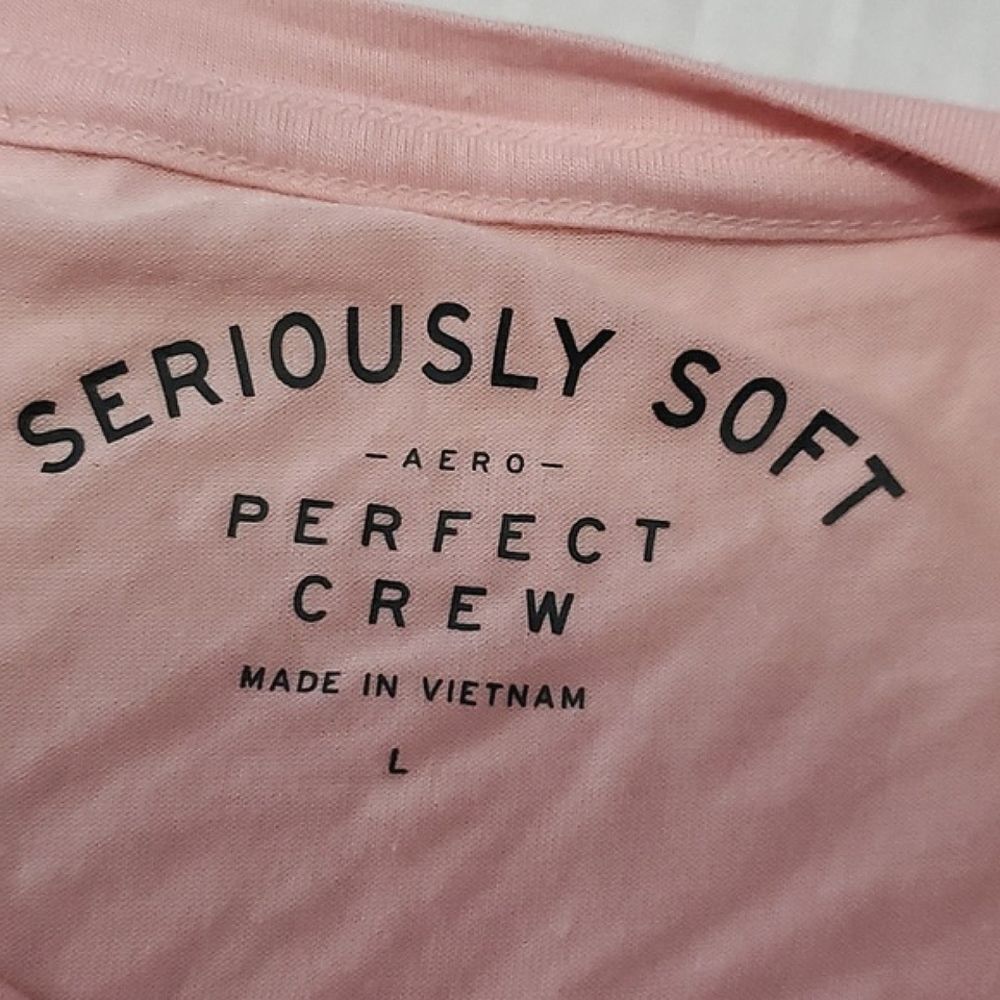 NWOT Aero Pink Long Sleeve Seriously Soft Floral Embroidered Perfect Crew Top L - Picture 12 of 14